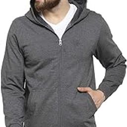 Men Full Sleeves Zipper Fleece Hoodie(Dark Grey Melange)-image-40