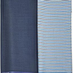Men's Cotton-Blend Shirt & Poly Viscose Pant Unstitched Executive Fabric Combo Set with Gift Box: Blue Check Shirt 2.2 Meters and Pant 1.2 Meters (GWL-CHK-39)-picture-26