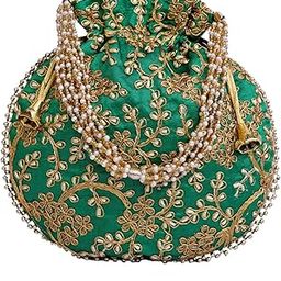 Women potli Bags for Designer Ethnic Wedding Bridal Stylish Handcrafted Embroidered Festive Luxury Handbags with Pearl Work Floral Modern Bag Designs-54