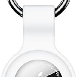 Linsaner Compatible with AirTag Case Keychain Air Tag Holder Silicone AirTags Key Ring Cases Tags Chain for Apple AirTag GPS Item Finders Accessories，White-2