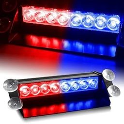 Auto Hub Waterproof 8 LED Red Blue Police Flashing Light for All Cars- Material: Metal & Plastic, 1 Unit-23