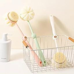Shower Body Brush with Bristles and Loofah,Back Scrubber Bath Mesh Sponge with Curved Long Handle for Skin Exfoliating Bath, Massage Bristles Suitable for Wet or Dry, Men and Women-45