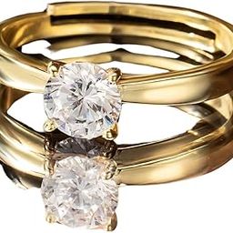 925 Sterling Silver Gold Plated Solitaire Ring,Adjustable I Gifts For Women and Girls I With Certificate Of Authenticity and 925 Stamp-image-62