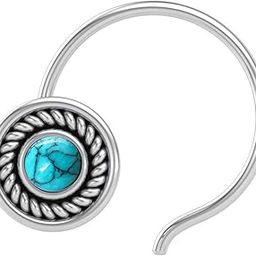 JSAJ STONE NOSEPIN Wire Nose Pin in Pure 92.5 Sterling Silver-image-0