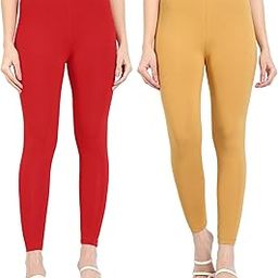 T2 Ankle Length Stretchable Cotton Blend Leggings for Women | 180 GSM | Mid-Waist Design | Pack of 2-image-27