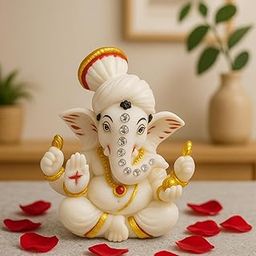 SVGG DECORS Pagri Ganesh Ji Murti Decorative Showpiece for Home Decor| Ganesh Idol for Car Dashboard Home Temple Office Desk Pooja Room God Idols for Puja & Festival Gifting-image-12