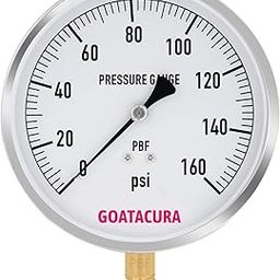 GOATACURA 0-160psi Lead-Free Contractor Pressure Gauge, 4-1/2" Dial Size, 304 Stainless Steel Case, 1/4" NPT Lower Mount, with High Accuracy-29