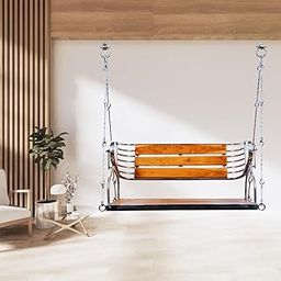 VNF S.S Hanging Swing Chair for Adults - Silver Finish | Hammock Hanging Swing for Balcony, Home Indoor & Outdoor Area | Strong and Durable Washable Jhula | Rust-Free Stainless Steel Swing - 4.5 Feet-image-40