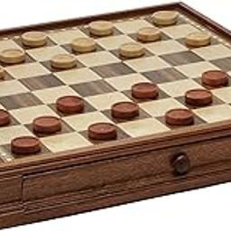 WE Games Classic Wooden Chess & Checkers Board, Checkers Pieces with Storage Drawers – 15 in., No Chess Pieces-image-72