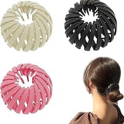 zever India 3 Pieces Bird Nest Magic Hair Claw Clips for Women and Girls Non Slip Plastic Clutcher Ponytail Fixer (Multicolor)-image-70