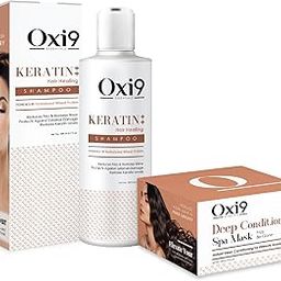 Oxi9 Keratin+ Hair Healing Shampoo and Deep Conditioning Spa Mask Set-image-1