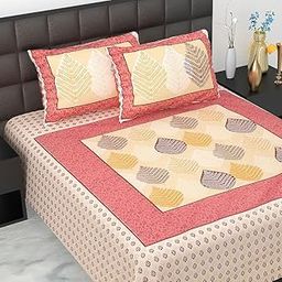 Cotton Bedspread with Decorative Pillows, Geometric Print, Red, Beige, 215 x 235 cm-picture-27