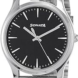 Quartz Analog Black Dial Stainless Steel Strap Watch for Men-NS77082SM01-image-87