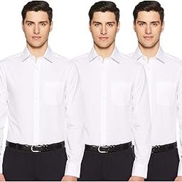 Mens Solid Polyester Blend Collared Neck Slim Fit Easy Iron Shirt (Pack of 3)-image-3