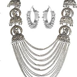 Gracious Beads Gold Plated Multi Strand peacock 8 Chain layered Necklace For Women/Girls SET-1-picture-42