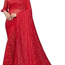 women's net saree Embellished fancy saree With Blouse-image-29