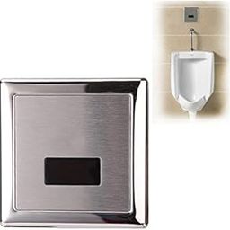 BATH GURU Wall Mounted Stainless Steel Automatic Urinal Flush Sensor Set for Public Toilet, Home, Office Bathroom with Dual Power Supply Mode Chrome Plated-image-22