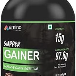 amino nutrition super gainer/weight gainer 1 kg (chocolate flavoured) with branded shaker free-image-98
