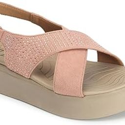 elle Women's Embellished Criss-Cross Platform Sling back Sandals-picture-18