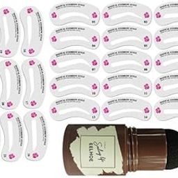 UJEAVETTE® 4xEyebrow Powder Stamp Shaping Kit w/Eyebrow Stencils Black 24x Brow Card-24