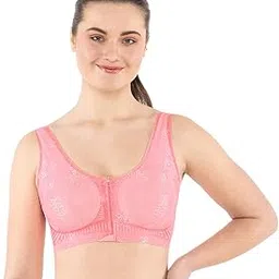 dermawear Women's Nylon Spandex Front Open Lace Non-Wired Soft Padded Breezeology Bra (B-501)-picture-2