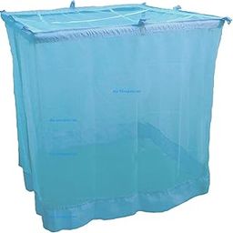 ANS Superfine Blue Mosquito Net for Single Bed (3.5 x 6.5 ft) – Supersoft, Breathable, Durable, with Matching Cotton Borders for Added Strength and Style.-4