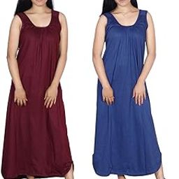 Women's Lightweight Cotton Full-Length Nighty Slips for Summer – Breathable Innerwear for Gowns, Maxi Dresses, and Nightwear (Pack of 2)-PN-image-98