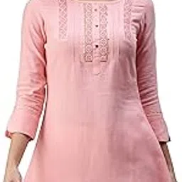 shewill Cotton Blend Stripe Print Embroidered A-Line Tunic-picture-4