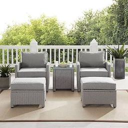 DEVOKO 5 Pieces Patio Furniture Set Outdoor Sofa and Ottoman Set with Cushions & Center Table, HDPE Wicker Rattan for Lawn, Pool, Balcony, Backyard (Silver and Grey)-image-31