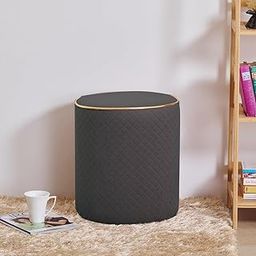 Dence Store Beautiful Ottoman Stool with Round Stretch Ottoman Slipcovers for The Footrest and Sofa Cover-Dark Gray-image-79