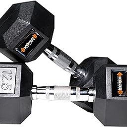 Kore Rubber Coated Professional 12.5 Kg (Set of Two) Hexa Fixed Dumbbells Home Gym Exercise Equipment for Men & Women, Black-1