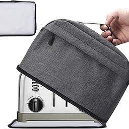 BGD-DG 4 Slice Toaster Cover with Removable Bottom 2-in-1 Toaster Bag with Zipper & Open Pockets Toaster Storage Bag with Handle, Dust and Fingerprint Protection, Machine Washable, Dark Gray-picture-7