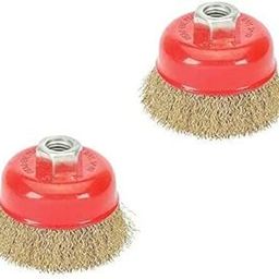 Dumdaar 2pc 3 inch Crimped Wire Wheel Cup Brush Set for Angle Grinder to Remove Rust-picture-23