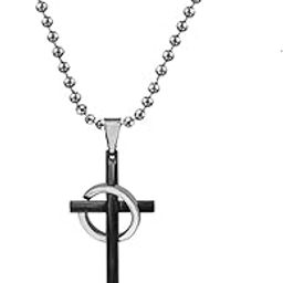 Christmas Gift C Lord Holy Jesus Christ Crucifix Cross Locket Black Stainless Steel Necklace Pendant for Men and Women-image-94