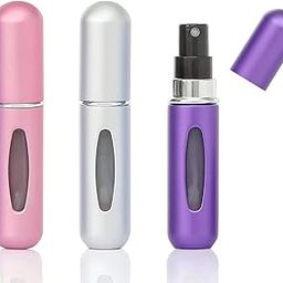 Portable Mini Refillable Perfume Empty Spray Bottle Atomizer Bottom Refill Pump Case for Traveling and Outgoing 3 Pcs Pack of 5ml (Purple, Pink, Silver)-4