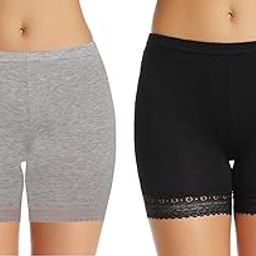Women's/Girl's Cotton Lycra Shorts With Lace Trim Cycling Shorts/Safety Shorts/Under Skirt Shorts/Night Shorts, Free Size, (Pack Of 2)-image-33