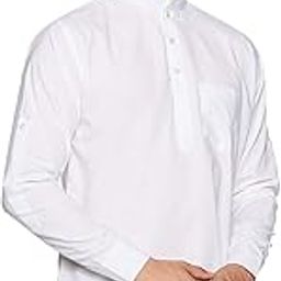 Mens Cotton Blend Kurta White-image-10