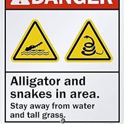 SmartSign 12 x 10 inch “Alligator And Snakes In This Area - Stay Away From Water” Yard Sign with 3 Foot Stake, 40 mil Laminated Rustproof Aluminum, Multicolor-image-0