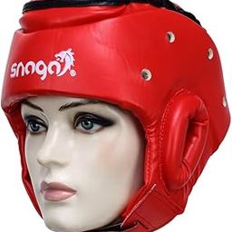 Martial Arts/Karate Headguard, Face Saver Headguard for Protection, Made of Synthetic Leather with Padded Crossbar to Protect from Direct Hits to The Face (Red, Medium) (10-13 Years Old)-image-19