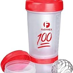 FASHNEX Protein Shaker Cup with Twist N' Lock Storage Containers, 500ml (White)-image-25