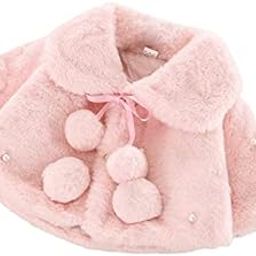Wool Faux Fur Standard Length Warm Winter Outerwear Baby Jacket Cape Coat Poncho Wrap With Soft Plush Pompom And Pearls For Infant Toddler Baby Girl's Kids-image-25