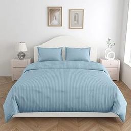 COZY FURNISH Super Soft Brushed Microfiber Satin Striped Cotton Double Duvet Cover, Rajai Cover,Quilt Cover, Comforter Cover 90X100(Inches) Super Soft Stripes Hidden Closure Zipper with Corner Ties-picture-9