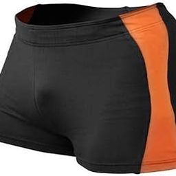 Muscle Alive Mens Bodybuilding Shorts Tights Polyester and Spandex Size M Plain Black with Orange-image-16