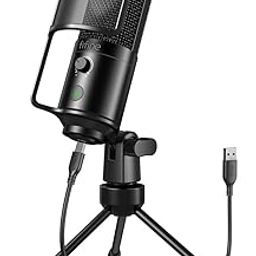 FIFINE Podcast Recording Microphone, PC USB Condenser Microphone for Streaming Vocal Music, Computer Desktop Mic with Mute Button for Windows/Mac OS-K669PRO1-8