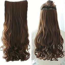 Assu 5 Clip-In Curly Wavy Hair Extensions for Women | Premium Matte Finish | Instant Volume & Length Clip-In Volumizer | 24 Inches Hair Extensions for Women & Girls (Dark Brown)-image-36