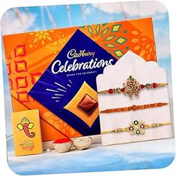 Set of 3 Rakhi for brother with chocolate Gifts Combo Set,Rakhi For Brother With Chocolate Combo, Gift for Brother, Rakhi Gift Hamper Bhai Bahan Rakhi, Cadbury Rakshabandhan Bhai Bhabhi HamperCard-image-1