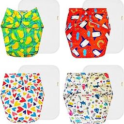 Dumbledo Premium Cloth Diaper with Cotton Insert (Pack of 4) | Hypoallergenic | Breathable | Adjustable Snaps | Designed by Moms | 3 Months – 3 Years | Unisex Baby-picture-4