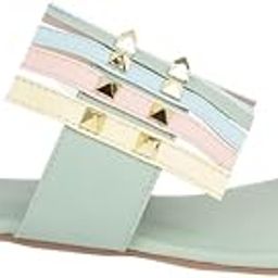 Women's Ethnic Transparent Strap Flats | Trendy Toe-Loop Slip-On Sandals with Stud Detailing for Daily & wear in party-image-99
