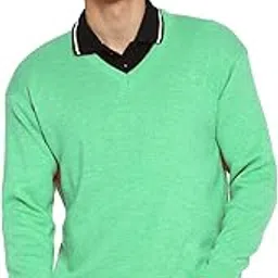 manra Men Sweater Solid Plain V-Neck Full Sleeve Pullover (Sea Green_Free Size)-picture-19