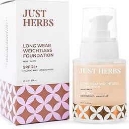 Just Herbs Medium to Full Coverage Liquorice Root and Sandalwood Longwear Weightless Foundation for Face Makeup (Vanilla)-32